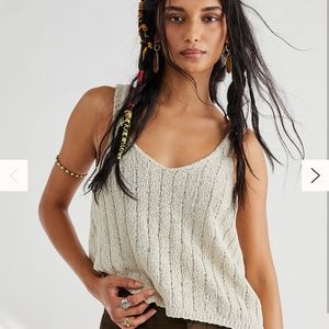 Free People Cream Knit Tank Top